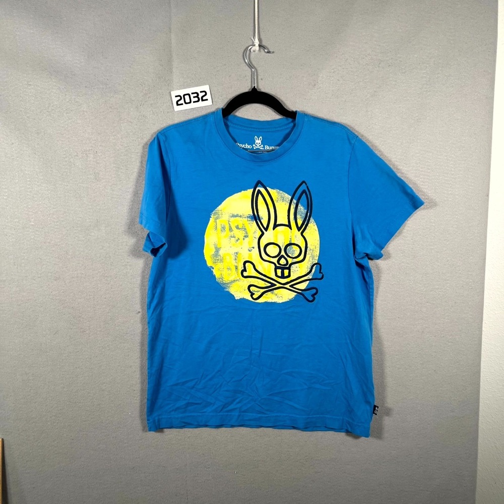 Psycho Bunny T Shirt Mens 4 Blue Graphic Pima Cotton Short Sleeve Crew Neck